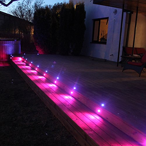 1W RGB LED Deck Lighting Kit, 20x QACA 30Lm Outdoor Step Lights for Garden Patio Recessed Underground Step Stairs Low Voltage LED Lamps DC 12V Stainless Steel Waterproof IP67 - Thumbnail 2