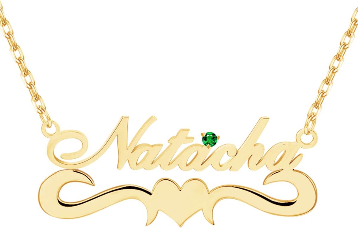 EVER2000 Custom Name Necklace, 18K Gold Plated Nameplate Personalized Jewelry Gift for Women