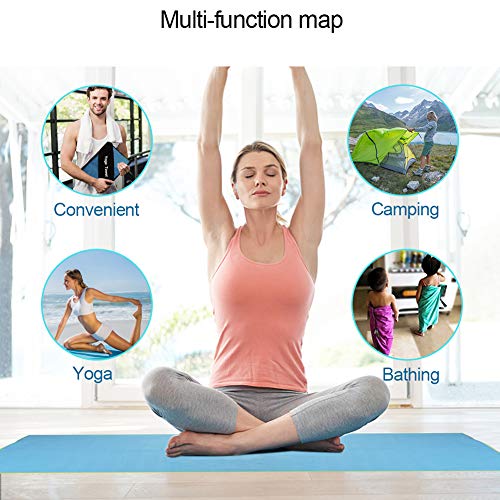 BlueFinger Yoga Mat Towel 24 x 73 inch with Corner Pocket,Hand Yoga Towel for Fitness and Pilates, Super Absorbent and Quick Dry