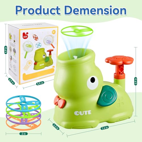 LBOYLOVE® Flying Disc Launcher, Outdoor Flying Disc Launcher Game with 8 Dics for Kids 3-12, Outdoor Garden Game for 3-12 Years Old Boys and Girls