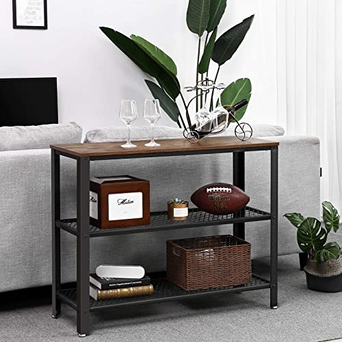VASAGLE 40" Industrial Console Table, 3 Tier Entryway Table with