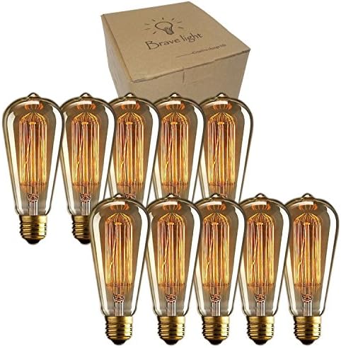 Bravelights pack of 10 pcs E26 E27 ST64 40W 110V Vintage Antique Edison Style Incandescent Clear Glass Light Lamp Bulb …