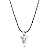 MANBU 925 Sterling Silver Men Jewelry Arrowhead Pendant Necklace with Woven Wax Rope Chain
