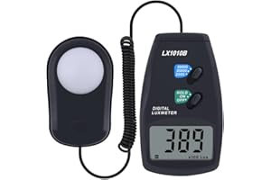 HUIOP Digital Illuminometer,Digital Illuminance Meter Portable Illuminometer LCD Display with Reading Lock and Low Power Indi