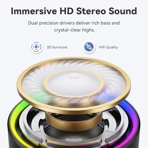 Bluetooth Speaker, Mini Speakers Wireless Bluetooth 5.4 Built-in Microphone, Loud HD Stereo Sound, 2026 IP68 Waterproof Speaker with 7 Modes RGB Lights, Small Speaker For Outdoor, Travel, Home, Gifts