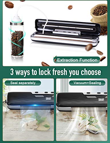 Vakuumierer mit 15 Vakuumierbeutel und Vakuumschlauch-Set, BNT Vakuumiergerät, Automatisch Lebensmittel Vacuum Sealer… – Bild 4