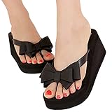 eshion Ladies Summer Platform Flip Flops Thong Wedge Beach Sandals Knotbow Shoes