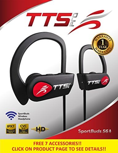 New 2018 Wireless Headphones-Noise Cancelling-Sports Ear Buds w/Microphone, IPX7 Waterproof,Red