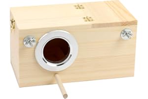 YJJKJ Pine Wood Parakeet Nest Box Bird House Budgie Breeding Mating Box for Lovebirds Cockatiel Parrotlets (M)