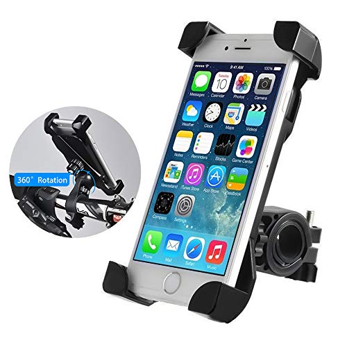 Earea Bike Phone Mount with Clamp Arms 360° Rotation Bike Phone Holder Anti Shake and Stable Bicycle Motorbike Holder for Any Cell Phones GPS Other Devices Between 4 and 7 Inches