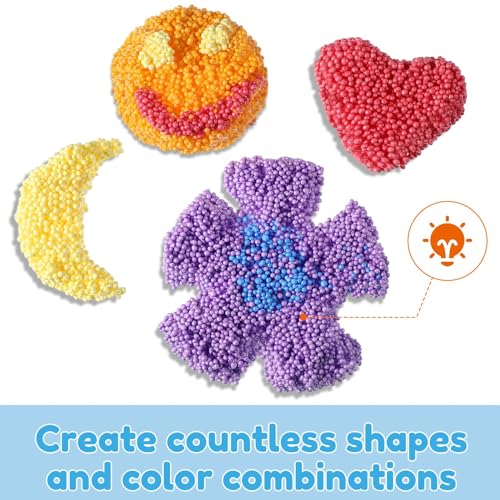 TERRIFI 12 Blocks Modeling Foam Beads for Kids - Foam Clay for Kids Education, Preschool Toys - Develop Creativity, DIY Art Crafts, Never Dries Out Preschool Toys Motor Skills, Use ManyTimes(6 Colors)