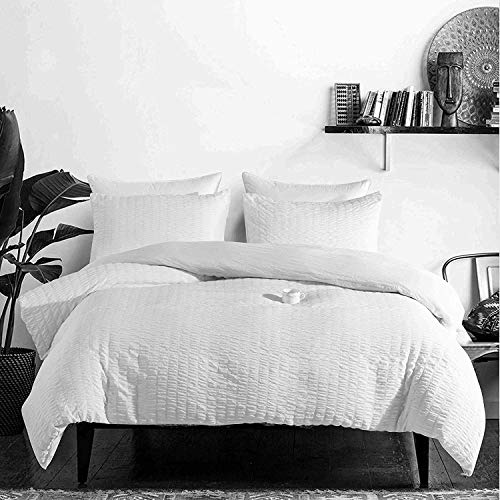 image for DuShow California King Duvet Cover White Set with Zipper Closure 3 Pie