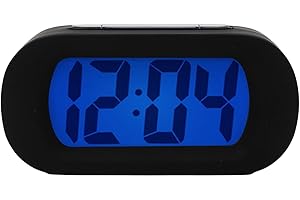 FACULX Digital Alarm Clock with Large LCD Display, Snooze Button and Nightlight, Gentle Ascending Alarm, Shock-Proof Silicone