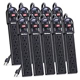 CyberPower CSB6012MP10 Essential Surge Protector, 1200J/125V, 6 Outlets, 12ft Power Cord, 10 Pack