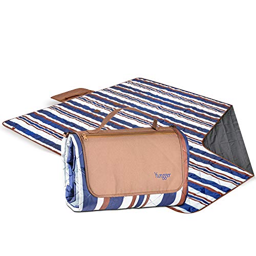 YUNGGER Picnic and Beach Blanket with Pouch-Machine Washable Extra Large-Protects Your Family and Toddler from Wet Grass or Sand at The Park, Outside Concert, Playground, at The Kids Sport Practice