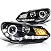 Spec-D Tuning LHP-GLF10JM-8V2-TM R8 Style Led Signal Halo Black Projector Headlights For Vw Golf Mk6 Gti