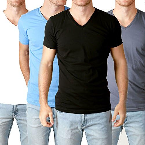 Mens Premium Cotton V NECK Tees Plain t-shirts Basic base Casual Slim Fit tee