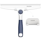 ROSEOK Shower Squeegee, Silicone Squeegee for Glass Doors with Hook | For Bathroom, Window, Mirror, Tile Wall, Pivoting Head, 10 Inch, Navy Blue, 1 Pack