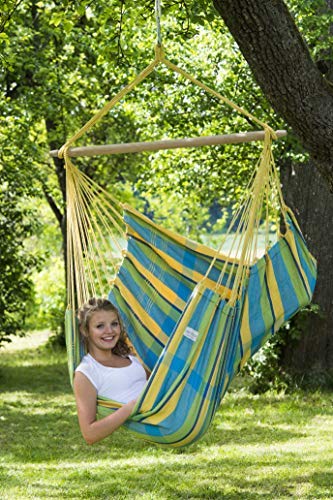 AMAZONAS - XL Hängesessel Brasil | Hängesessel ohne Gestell mit großer Sitzfläche, handgefertigt in Brasilien | Belastbar bis 150 kg; Sitzfläche 1,6m x 1,3m; Stablänge 1,1m | Farbe: Lemon – Bild 3