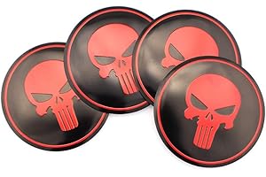 4pcs 56mm Cool Skull Styling Wheel Hub Caps Centre Cover for Car Emblem Decal Badge Sticker (Red)
