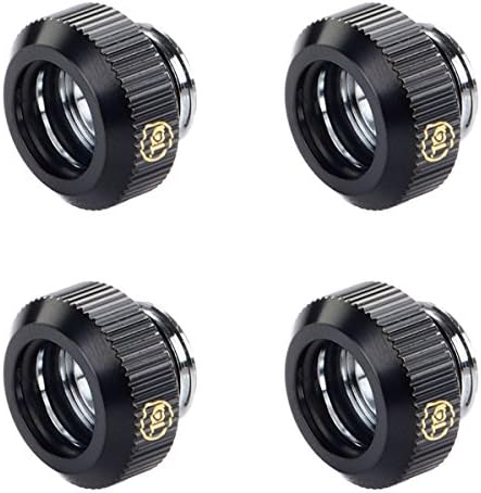 Touchaqua G1/4" Tighten Fitting for 12mm OD Hard Tubing (For Use with Bitspower Rigid Tubing Only), Glorious Black, 4-pack
