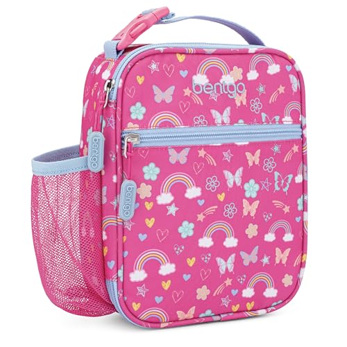 Bentgo Kids Insulated Lunch Tote - Water-Resistant, Reusable, Lightweight & Durable Lunch Bag with Water Bottle Holder & Exterior Pocket, Fits Lunch Box & Water Bottle - Ideal for Ages 3+