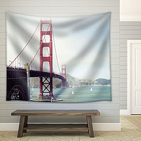 Golden Gate Bridge in San Francisco California - Fabric Wall Tapestry Home Decor - 51x60 inches