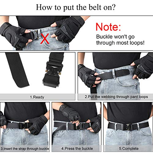 Tactical Belt Military Style Nylon Riggers Belts for Men Quick-Release Heavy Duty Metal Buckle by WHIPPY Black Small