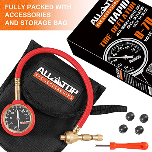 ALLTOP 4x4 Rapid Tire Deflator Kit 070PSI Tire Pressure Gauge /Air