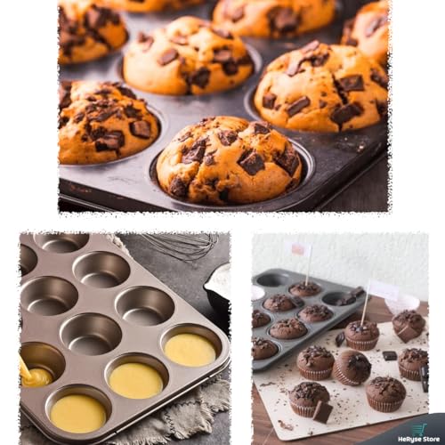 Forma para Cupcake e Muffin - Assadeira com 12 Cavidades Antiaderente, Kit com 12 Forminhas de Silicone, Ideal para Mini Bolo e Air Fryer