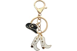 Cute Cowboy Key chain for Men Women, Cowboy Hat and Cowboy Boots Key Ring, Creative Jewelry for Western Jewelry Lover