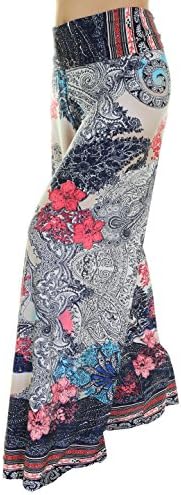 Uptown Apparel Tall and Curvy Women's Boho Print Palazzo Pants - Made in USA (XXL, PINK7)