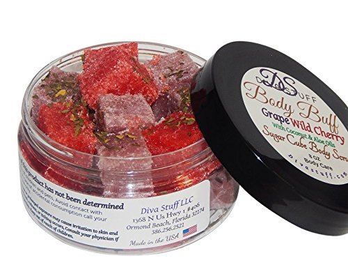 Diva Stuff Grape Wild Cherry Sugar Scrub, Exfoliates and Hydrates Naturally, Skin, 8 oz