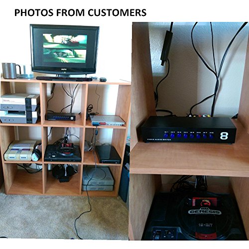 Updated Metal Case Mechanical 8-way AV Switch CVBS RCA Splitter 8 Port Switch Adapter 8 In 1 Out Composite L/R Audio Video Switcher Selector BOX for DVD STB Game Consoles - Thumbnail 6