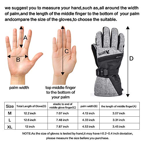 Ski Gloves Waterproof Snowboard Gloves,3M Thinsulate Winter Warm Snowmobile Cold Weather Gloves for Men &Women