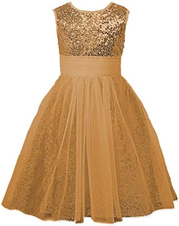 Mermaidtalee Sequin Baby Flower Girl's Dresses Occasion Dresses Long Size6 Gold