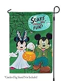 Flagology.com, Disney, Mickey Mouse & Minnie Mouse, Scare Up Fun Mickey & Minnie – Garden Flag – 12.5” x 18”, Outdoor, Printed on Both Sides, Halloween, Officially Licensed Disney