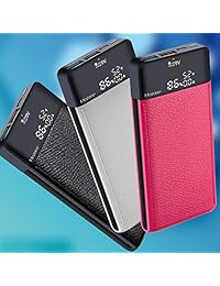 Mezone   Cargador portátil para teléfono móvil con 2 puertos USB, pantalla digital LCD para iPhone, iPad, teléfono inteligente (10000 mAh, carga rápida), color negro, Negro