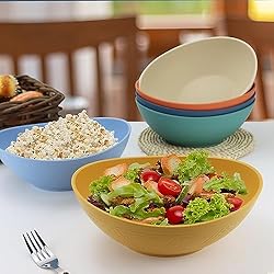Homienly 60oz Wheat Straw Bowls Set of 6 Salad
