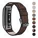 SWEES Leather Bands Compatible for Fitbit Charge 4, Charge 3 & Charge 3 SE Fitness Tracker, Genuine Leather Band Strap Wristband Replacement for Women Men Small Large, Black, Rose Gold, Beige, Brown