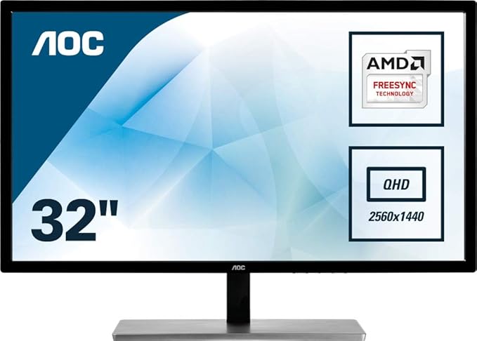 AOC Q3279VWFD8 80,1 cm (31,5 Zoll) Monitor (DVI, HDMI, DisplayPort, 4ms Reaktionszeit, 2560 x 1440, 75Hz, FreeSync) schwarz