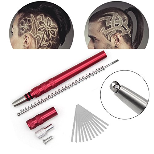 Adecco LLC Hair Razor Pen, Hair Tattoo Trim Styling Face Eyebrow Shaping Device,Updated Engraved Pen with 20 Blades New Arrival DIY Hair Styling Eyebrows Beards Razor Tool