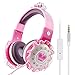 VCOM Volume Limited Wired Kids Friendly Portable Headphones with Adjustable Headset Children Girls Comfortable Lightweight Princess Earphones for iPhone iPad Android Smartphone Kindle Tablets - Pink