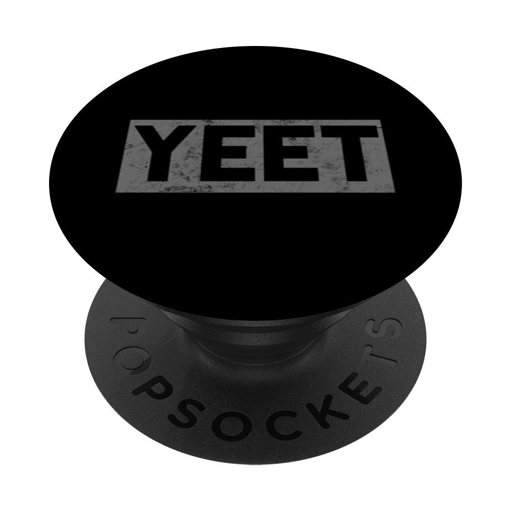 YEET Grey Gray & Black Cool Grip Women Girls Boys Youth Men PopSockets PopGrip: Swappable Grip for Phones & Tablets