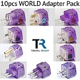 NEW! 10 Pieces HIGH QUALITY WORLD TRAVEL ADAPTER Pack for ALL countries in the WORLD; EUROPE ASIA AFRICA AUSTRALIA SOUTH and N. AMERICA MIDDLE EAST / WITH DUAL PLUG-IN PORTS AND SURGE PROTECTORS