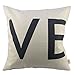 HOSL P28 Cotton Linen Cushion Cover Throw Pillow Case Set of 2 - Love (Black & White)
