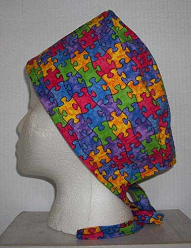 Scrub Hat Jigsaw Puzzle Cotton Nurse Cap Tie Back Doctor ER Do-Rag Skull