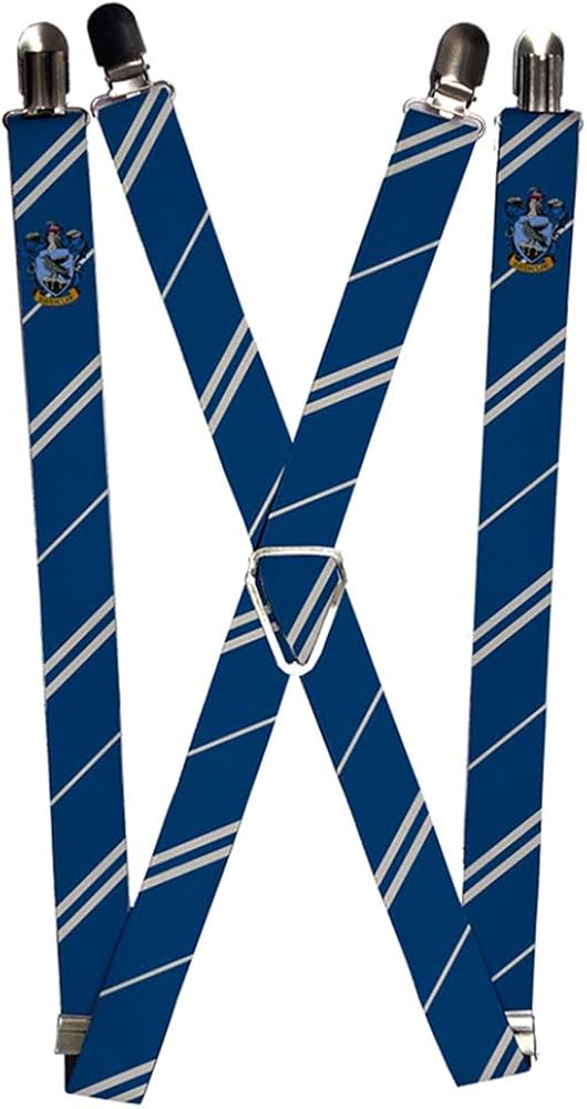 Buckle-Down womens Suspenders - Ravenclaw Crest/Stripe Blue/Gray Suspenders, Multicolor, One Size US: Clothing