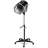 Giantex Hooded Hair Dyer, Stand Up Hair Dryer with Adjustable Height, Timer & Temperature, Bonnet Hair Dryer with Wheels, Salon Hair Dryer with Hood for Home Spa Beauty Station