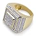 SHINY.U 14K Gold Plated Fully Iced out CZ Lab Simulated Diamond Drop Square Punky Ring for Men Hip Hop
